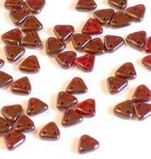 CzechMates 2-Hole Triangle Beads, 6mm, 100 pc, 10g, Ruby Silversheen Red