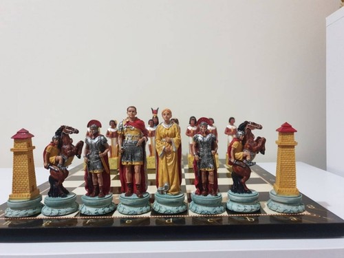 Egyptian Roman Chess Set Handcrafted Historical Battle Theme, Gift Ideas 🎁 - Picture 10 of 13