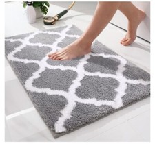 Bathroom Rug Grey 30x20, Soft Absorbent Microfiber Bath Rugs Non-Slip Shaggy NEW