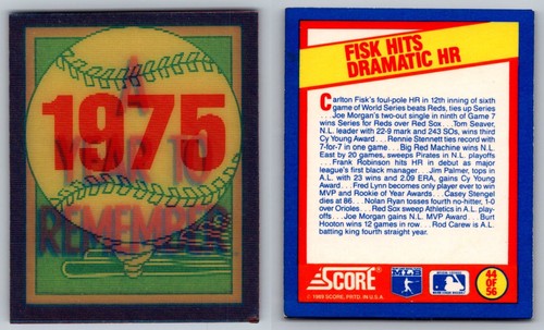 1989 Score: A Year To Remember World Series Trivia MVPs Inserts! Pick From List! - Picture 21 of 25