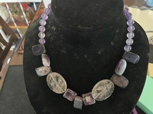 19” Amethyst & Clear Quartz Sterling Necklace