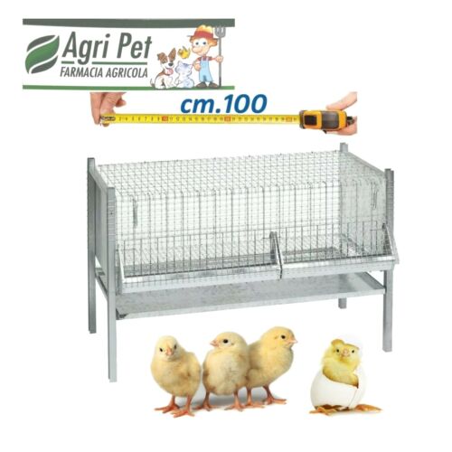 GABBIA PER POLLI E PULCINI RINFORZATA CON MANGIATOIA ABBEVERATOIO 100X50X65 h - Foto 4 di 4