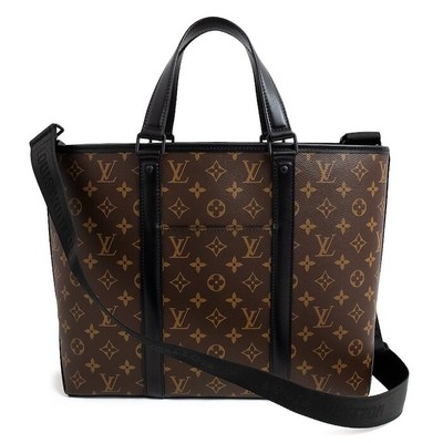 Louis Vuitton Weekend Tote PM Brown Leather Monogram Macassar for  
