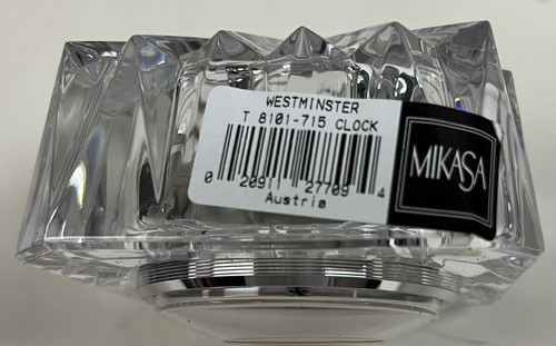 Mikasa Westminster Square Mantel Quartz Clock Lead Crystal Austria T8101/715 - Picture 2 of 8