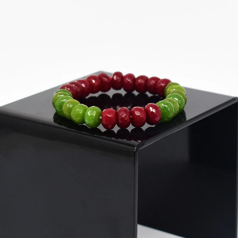 207 Cts ENHANCED Garnet & Ruby Faceted Beads Stretchable Bracelet JK-45E341 - Image 2 of 3