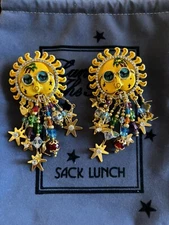 LUNCH AT THE RITZ  "LA PLAYA clip  Earrings & MENU CARD; RARE!