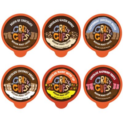 Crazy Cups Medium Roast Chocolate Coffee Lovers Coffee Pods Variety Pack 24 C...