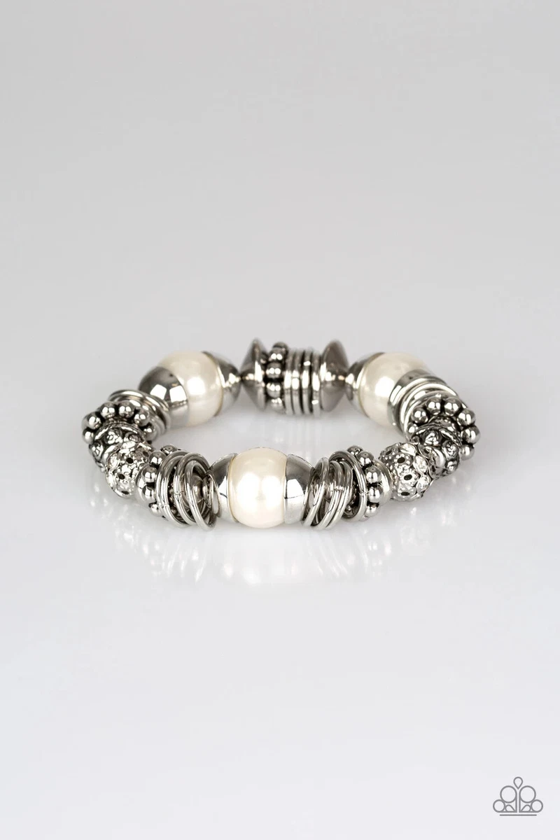 Uptown tease white bracelet paparazzi deals