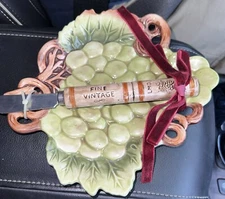 New Grasslands Road 7.75"x7" Snack Cheese Plate Embossed Green Grape Motif