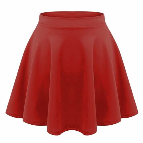 Women's skater skirt plus size flared plain elastic waist ladies short size 8-22 - Picture 7 of 11