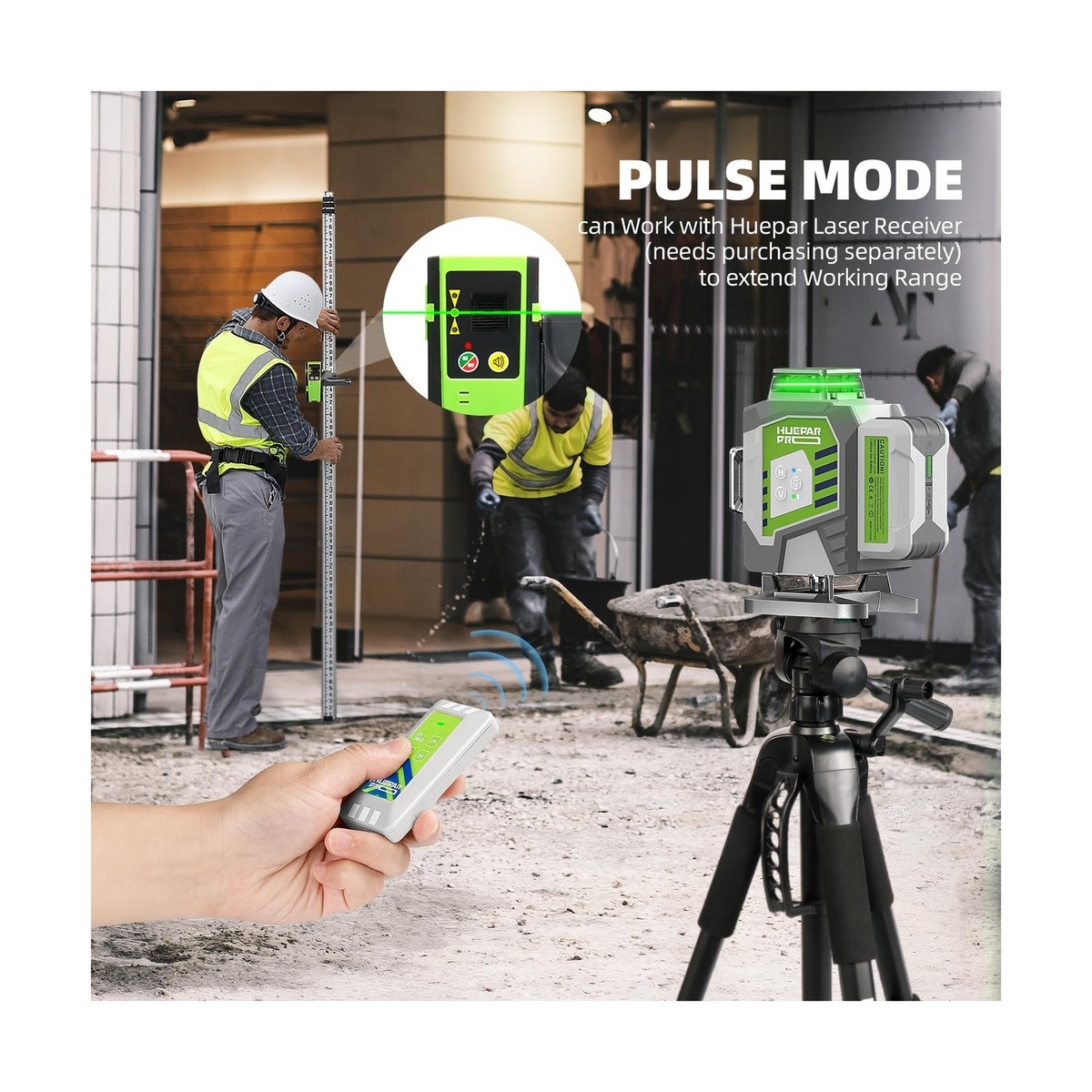HueparPro Laser Level, Self Leveling 4 x 360 Green Cross Line