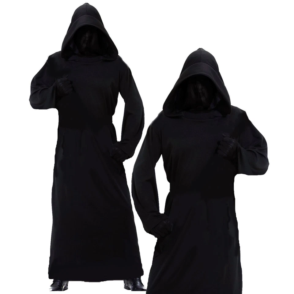 Adulto Negro Parca Fantasma Disfraz Para Hombre Halloween Fiesta Vestido Elegante Conjunto Foto 2 de 4