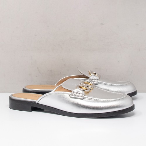 Mules Gancini Salvatore Ferragamo Viggio de cuero plateado talla 9 C