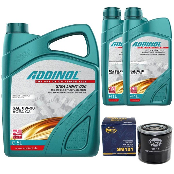 MotoröL Set Addinol 0W-30 Giga Light 7 Liter + ÖLfilter FüR Subaru Tribeca 3.6-image