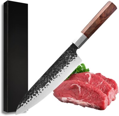Chef Knife 8 in Stainless Steel Chef Knife Japanese Kitchen Knife w/ Sheath