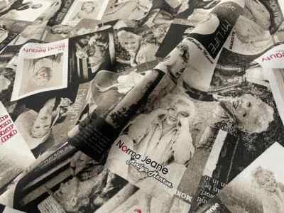 LUSHFABRIC Marilyn Monroe Photo Collage Fabric Curtain Upholstery Material 275cm Extra wide