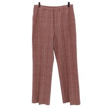 Plaid Pull On Pants Womens L Rust Retro Classic Preppy Hippie Office Business