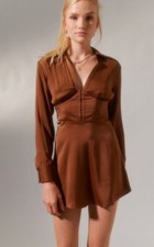 Urban Outfitters Brown Phoebe Corset Shirt Dress in Size Medium