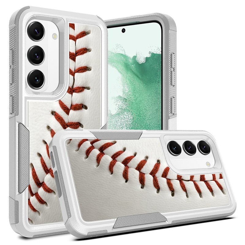Samsung Galaxy S23, Baseball Sports White Pattern Shock-Absorption