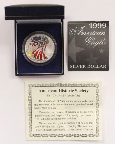 1999 $1 1oz American Silver Eagle - Colorized - Mint State - Uncirculated BU