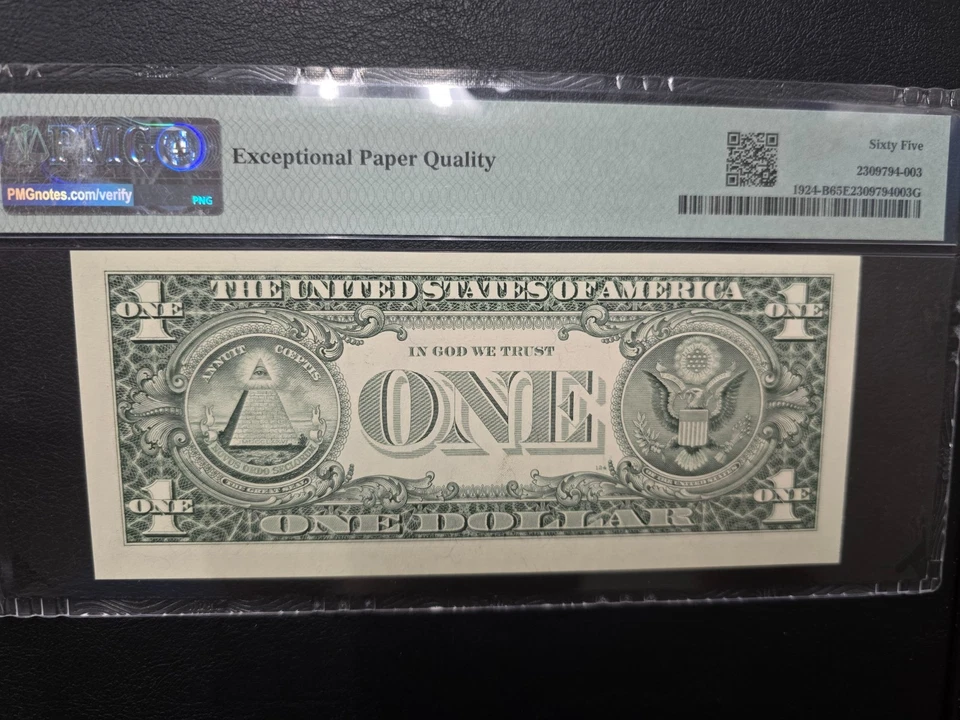 Special Serial number (B11111121M) 1999 $1 Federal Reserve Note PMG  GEM 65 EPQ - Image 4 of 4