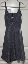 Speechless Silver Glitter Cocktail Dress Size:5 With Zip & Eye Hook Closure 