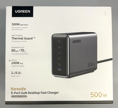 UGREEN Nexode 500W 6- Port GaN Desktop Fast Charging Station. Brand New Open Box