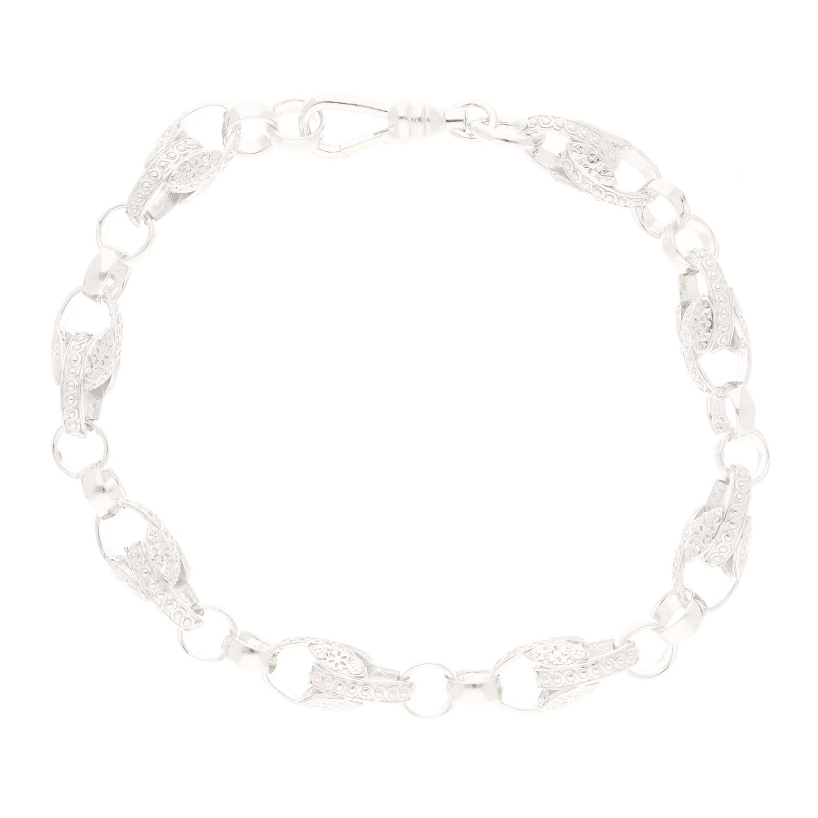 New! Sterling Silver 7.75"" Fancy Tulip Bracelet (7.5mm Wide)