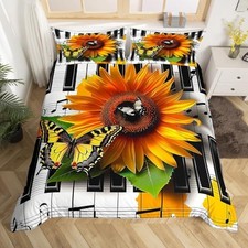 Sunflower Duvet Cover Set Twin Size, Yellow Flower Twin no comforter Multi 30