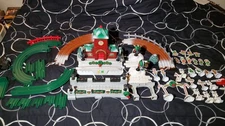 GeoTrax Christmas in Toytown Train Station, Bridge, Lots of Accessories 50 pcs
