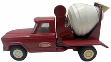 Vintage 1960s Red Tonka 9" Pressed Steel Cement Mixer with Working Drum
