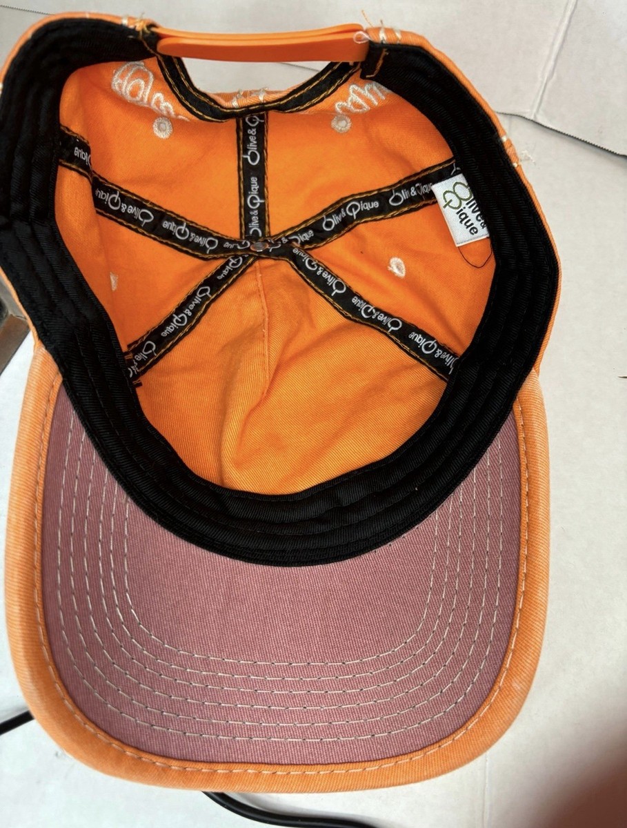 Olive & Pique Orange Pink Cap with Rhinestone Flower Decoration View 3