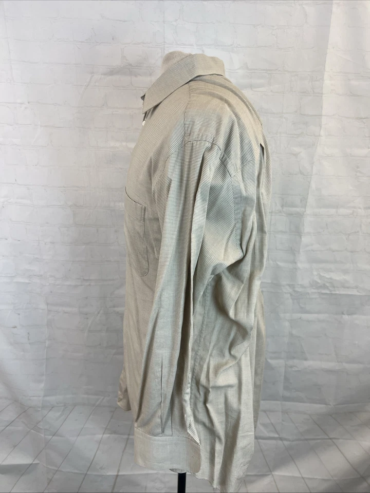 Camisa de vestir Ermenegildo Zegna beige a cuadros de algodón para hombre 16-42 $295 Foto 4 de 4