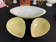 Vintage MCM Gefyr Sweden Gustavsberg Pottery Tear Drop Bowls & Oval Dish Yellow