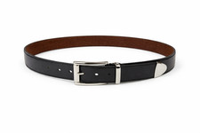 Men  s Classic Black Belt Silver Buckle Metal Tip Adjustable Waist Dress Casual