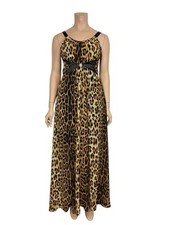 Vtg Roberto Cavalli Brown Leopard Print Dress L
