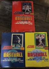 1988 1989 1990 Score Baseball Cards Box Lot Of 3 Boxes With Packs