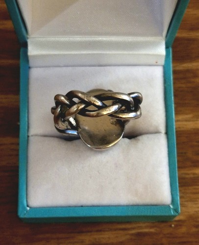 Anillo De Colección Taxco México Esterlina Hecho a Mano Diseño Cuerda con Jaspe Cebra! Talla 6 - Imagen 9 de 14