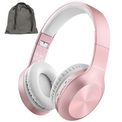 Rose Gold 5.3 Bluetooth Headphones Over Ear 68H Playtime Built-In Mic 3 EQ Mode