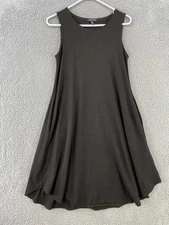 Eileen Fisher Dress Womens XS Black Sleeveless A Line Tank Swing Pockets