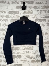 NEW - Gymshark x SEAMLESS LONG SLEEVE CROP TOP -NAVY SIZE SMALL