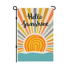Hello Sunshine Summer Garden Flag 12x18 Inch, Double Sided Holiday Burlap Yar...