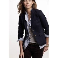 J. Crew Wool Pinstripe Navy Blazer Size 0