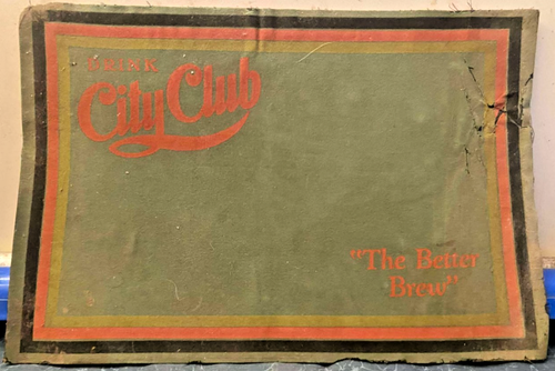 Tovaglietta Schmidt's City Club birra pre-proibizionismo velluto su supporto stoffa rara - Foto 1 di 4