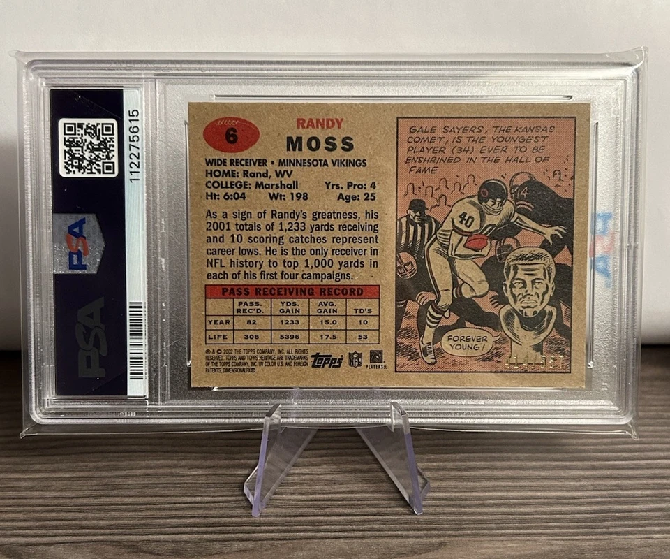 Randy Moss 2002 Topps Heritage Retrofractor/557 #6 PSA 10 POP: 1 HOF Vikings Foto 2 de 2