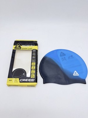 CRESSI Unisex-Adult Swim Cap Silikon Schwimmkappe - Farbe Blau/Schwarz