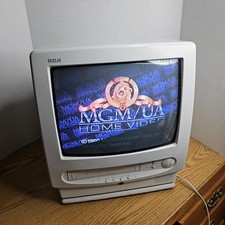 Vintage RCA 13  TV/VCR Combo White CRT Vintage Gaming Swivel TV Tested