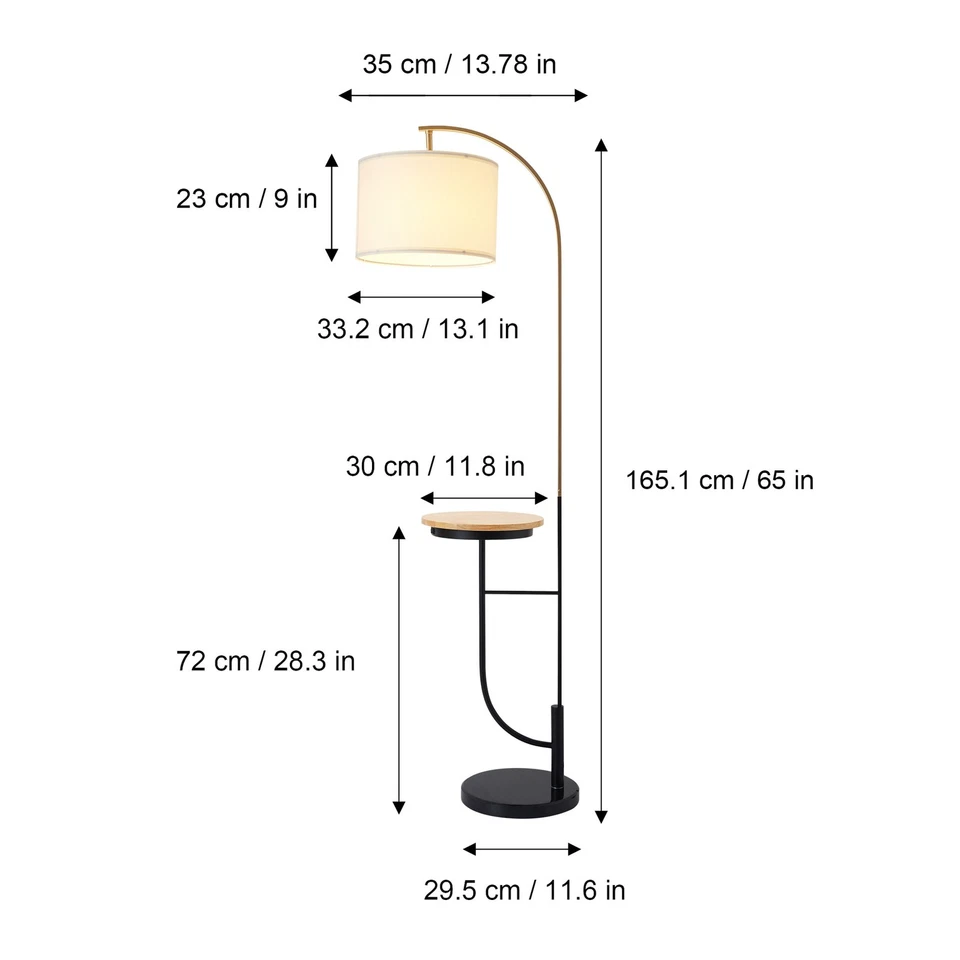 Teamson Home Danna Arc 65" Floor Lamp with Table and USB Port, White - Image 3 of 4