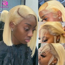 613 Blonde Short Bob Wig Brazilian Remy Hair Lace Front Human Hair Wig For Women