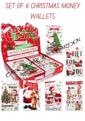 BGC 6 Mixed Traditional Christmas Money Envelopes Gift Card Voucher Wallet Xmas
